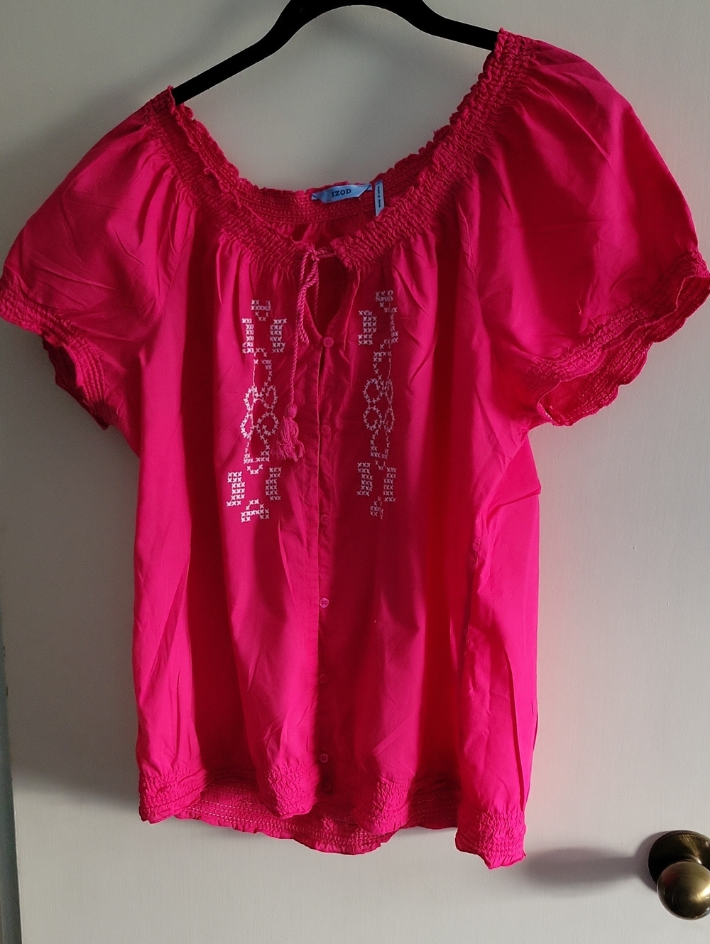 Bright Pink Women's Peasant Top